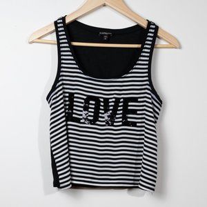 XS Express LOVE Sequin Striped Tank